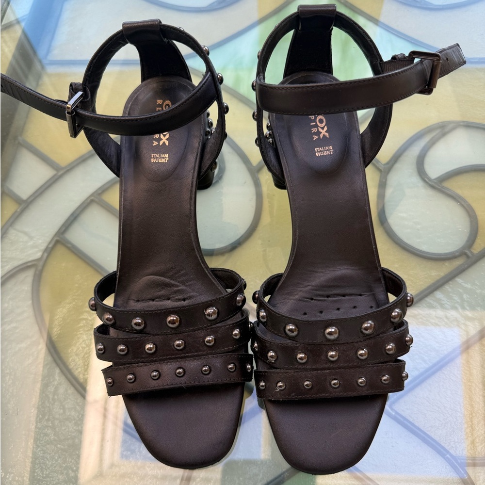 Geox Seyla Studded Leather Heeled Sandals Eu39
